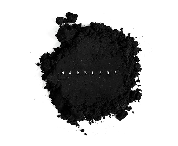MARBLERS Fine Synthetic Mica Powder [Jet Black] 0.11oz (3g) | Highly Pigmented | Non-Toxic, Vegan, Cruelty-Free | Lip Gloss, Lipstick, Bath Bomb, Nail Polish, Nail Art | Party, Body, Face Makeup