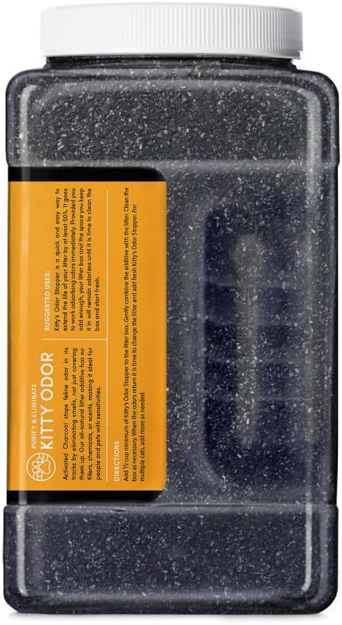 Kitty's Odor Stopper - 4 lbs of Activated Charcoal Cat Litter Box Odor Eliminator | Friendly Freshener | Unscented Deodorizer - Child Safe, Non-Toxic & Fresh | Extends Feline Litter Life