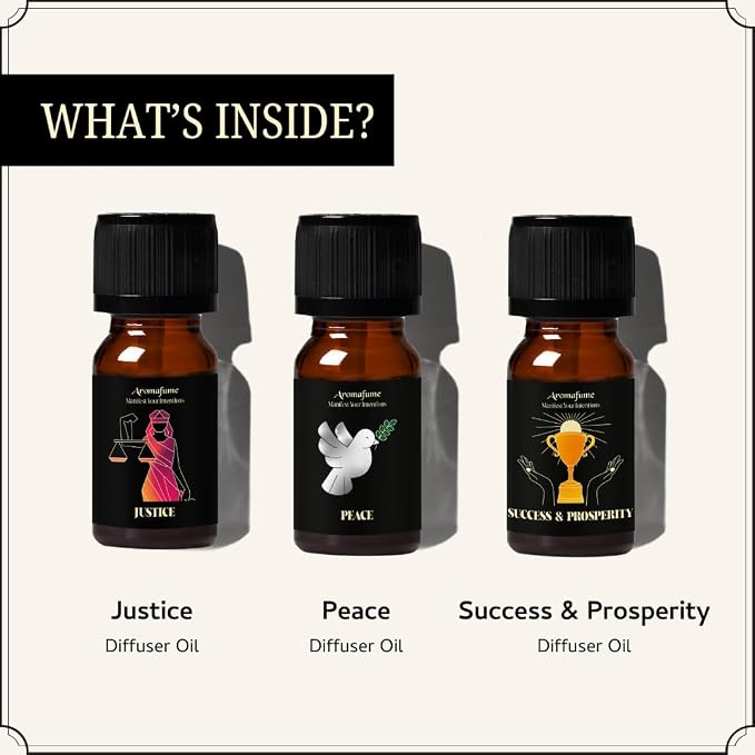 Justice, Peace & Success & Prosperity Oils | 3 x 10ml | Ideal for Manifesting Balance, Divine Blessings etc| Manifestation & Mindfulness