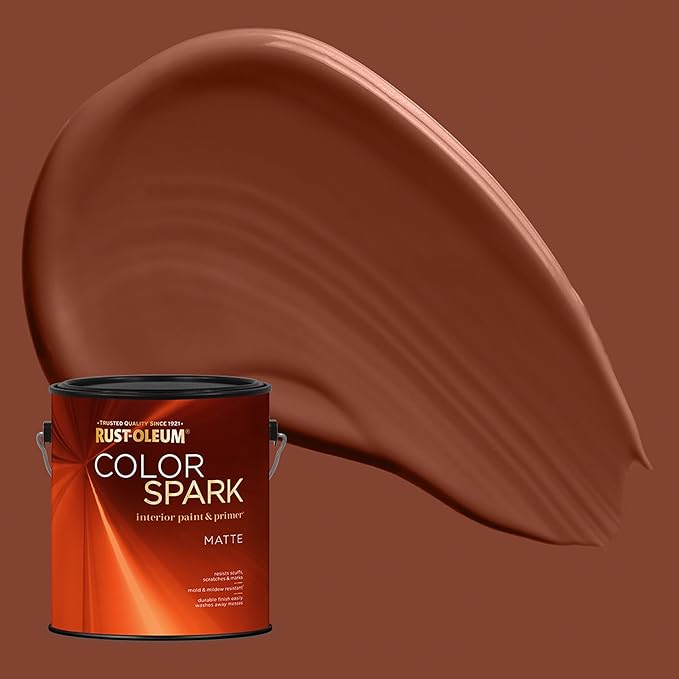 Rust-Oleum Color Spark Interior Paint and Primer in One, Matte, Red Rocks, 1 Gallon