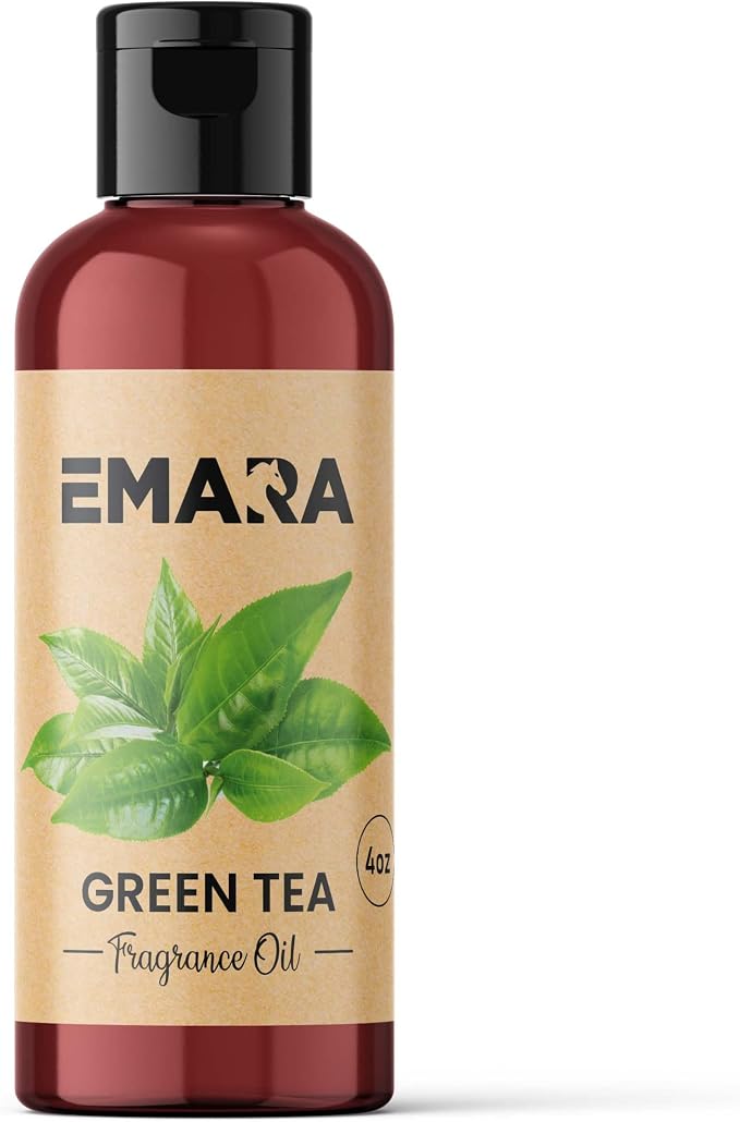 EMARA All Natural Herbal Green Tea Essential Oil for Diffusers, Skin Care, Aromatherapy Fragrance Oil, Organic Therapeutic Grade 4 fl oz