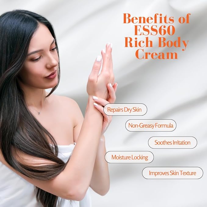 Rich Body Cream | Body Cream with Tangerine, Citrus Notes & ESS60 | Body and Face Moisturizer for Dry Skin & Skin Repair | 8 oz