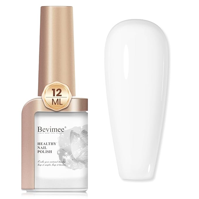 Quick Dry White Nail Polish, Air Fast Drying Sheer Milky White Regular Color Nail Art Polish Natural Translucent Nail Lacquer Water Based Nail Polish Fingernails No Required UV LED 12ML