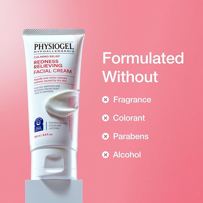 Physiogel Redness Reducing Cream – Ceramide Moisturizer for Dry, Sensitive & Redness-Prone Skin, Repairs Skin Barrier, Dermatologist-Tested, Fragrance-Free, Korean Skincare, 3.4 fl oz (Pack of 2)