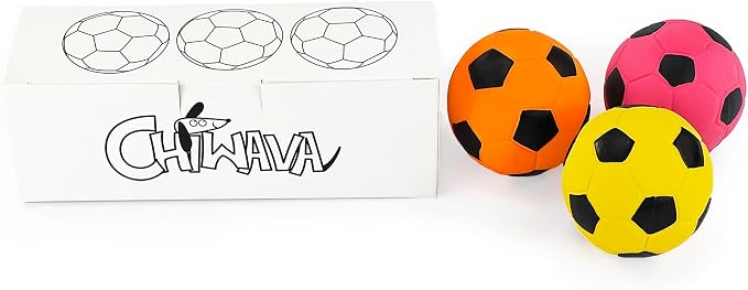 CHIWAVA 3PCS 2.7'' Squeak Latex Dog Toy Football Fetch Ball for Medium Dogs