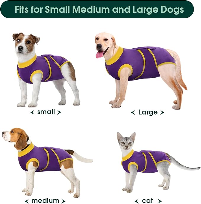 Kuoser Recovery Suit for Dogs Cats, Soft Dog Surgery Suit Female Male Spay | Professional Dog Onesie for Surgery, Substitute E-Collar & Cone, Prevent Licking Dog surgical suit Pet Neuter Suit