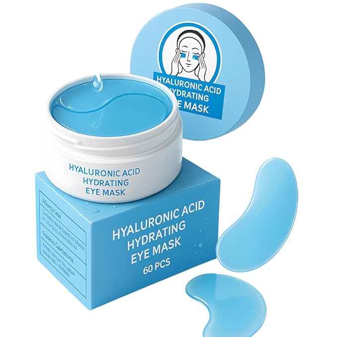 Under Eye Patches for Dark Circles & Puffiness – Hydrating Hydrogel Eye Patches with Niacinamide & Hyaluronic Acid, Cooling Undereye Eye Pads, 60 PCS (30 Pairs), Blue