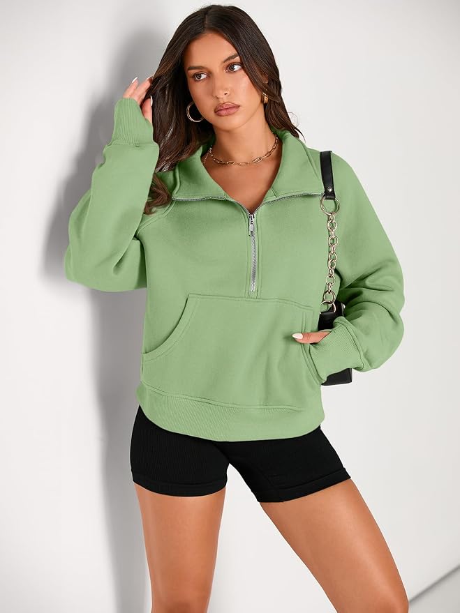 AUTOMET Womens Sweatshirts Half Zip Fleece Pullover Fall Outfits | Fall Fashion Clothes 2026,Cropped Sweatshirts,Cute Y2k Tops,Quarter Zipper Sweater,Winter Loungwear Outfits