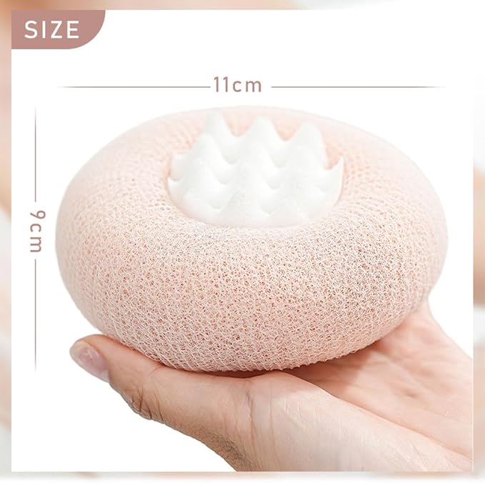 Super Soft Sunflower Suction Cup Bath Ball, 2024 Upgraded 2-in-1 Sunflower Bath Ball Exfoliating Bath Sponge Cleaning Brush, Sponge Mesh Pouf Shower Ball for Women, Men Shower (Purple+Yellow)