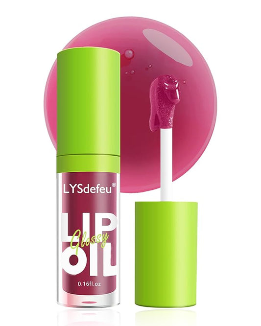 Lip Oil Lip Glaze-1Pcs Hydrating Plum Lip Glow Oil,Shiny Transparent Tint Lip Gloss Plumping,Long Lasting Non-sticky Clear Glow Reviver Lip Care Oil,Christmas Lip Makeup Gift for Women Girl-04#