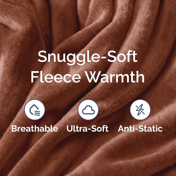 Ultra Soft Fleece Throw Blanket - College Dorm Room Essentials - Mocha | Flannel Fleece, Thick, Warm & Breathable, All Season Cozy, Anti-Static, Microplush, Lightweight for Couch, Bed & Dorm Bedding