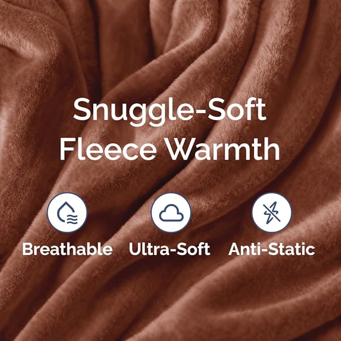 Fleece Blanket Throw XL - Ultra-Soft Flannel Fleece Blanket - Mocha Mousse | Soft, Warm, Outdoor Picnic Blanket for Camping, Travel, Lightweight, Cozy, Anti-Static, Home Decor Gifts for Men & Women