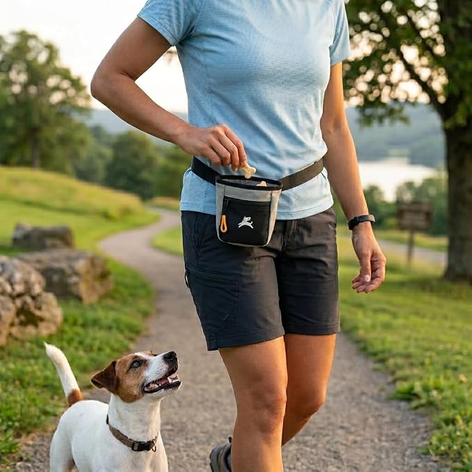 OllyDog, Goodie Treat Bag, Dog Treat Training Pouch | Magnetic Closure | 3 Ways to Wear | Hands-Free Waist Belt | Water-Resistant Recycled Vegan Fabric (Wasabi Stone)