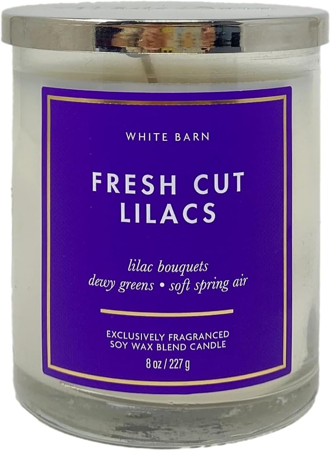 Bath & Body Works Fresh Cut Lilacs 2 Piece Single Wick Candle Set with a Natural Oats Sample Soap