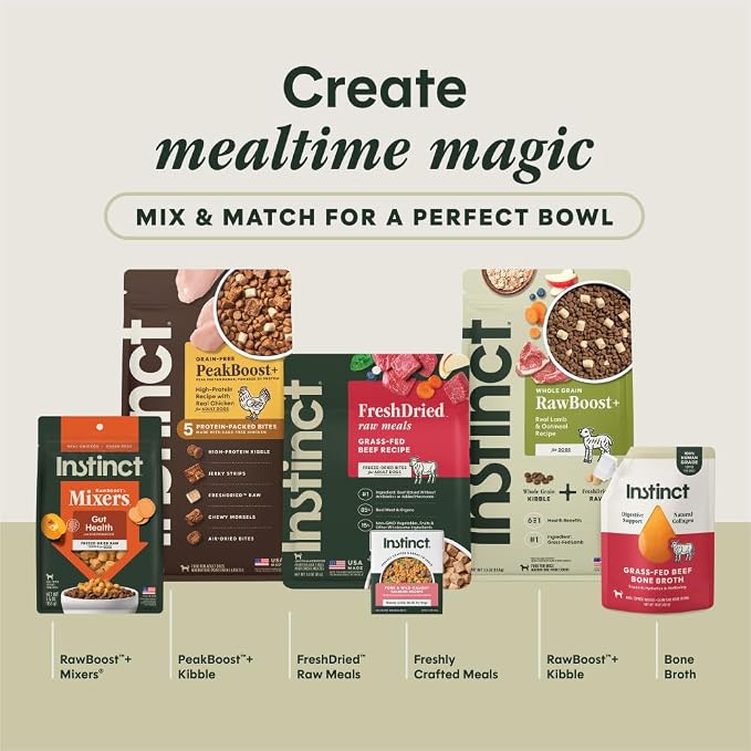 Instinct Freeze Dried Meals, Natural Dog Food, Grass-Fed Beef, 3 oz. Bag | FreshDried raw, 85% meat & organs, 15% non-GMO vegetables, fruits & other wholesome ingredients, supports overall vitality