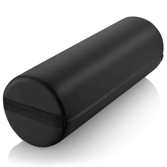 Saloniture Jumbo Round Massage Table Bolster Pillow Pad - 26 x 9 Inch - Black