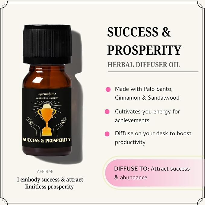 Attract Money, Success & Prosperity, Better Business Herbal Oil Diffuser Blends by Aromafume | 3 x 10ml/0.33 fl oz| Aromatherapy Oils for Manifestation & Mindfulness | Non-Toxic, Vegan, Cruelty-Free