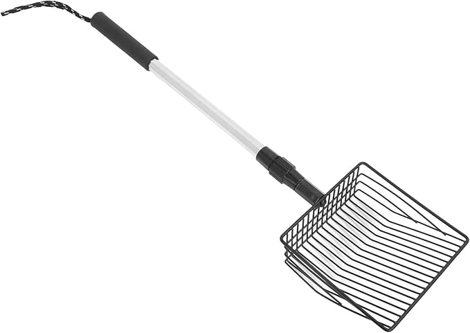 Qiilu Metal Poop Scoop Extendable Cat Litter Scoop Lightweight Versatile Fine Screen Long Handle Pooper Scooper Cat Poop Sifter Pet Supplies Cats Litter & Housebreaking Scoops (Model A 2 Section