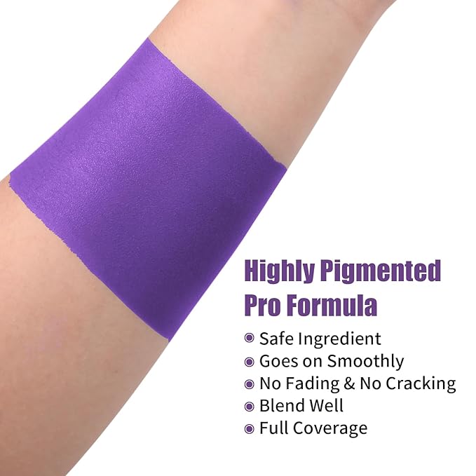 Purple Face Body Paint Stick, Face Paint Makeup Accessories, Full-Coverage Hypoallergenic FacePaint, Halloween SFX Cosplay Costume Party Purple Makeup