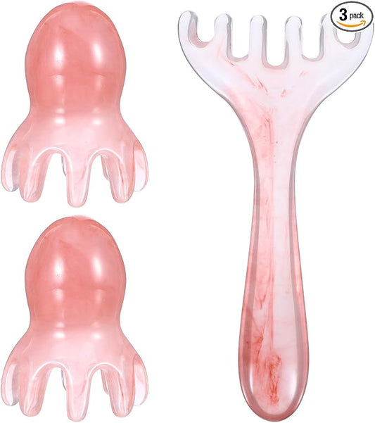 ElevateTech Head Massager Tool Scalp Comb, 2 Pcs Head Massager Comb and 1 Pcs Six Claw Manual Hair Scalp Massagers Gua Sha Tool Resin Hair SPA Acupressure Tools for Mother‘ Day Birthday Gifts