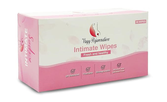 Vagy Rejuvenation Intimate Feminine Wipes – Hypoallergenic Wipes for Women with Aloe & Vitamin E – pH-Balanced, Biodegradable, Travel-Friendly – Feminine Hygiene Post-Workout & Daily Use (30 Count)