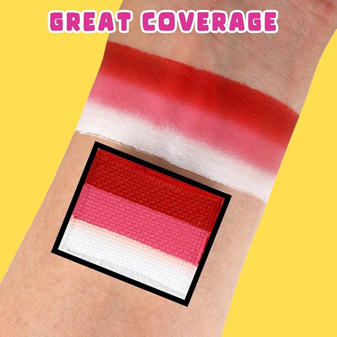 Bowitzki 10g Split Cake Face Paint Professional For Adults One Stroke Split Cake Non Toxic Rainbow Flora Dolphin Unicorn Flame Body Paint Makeup (Rose)