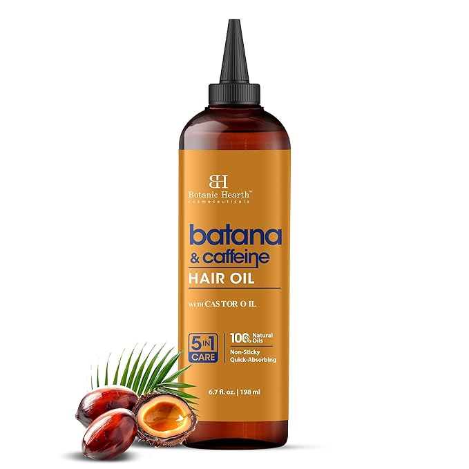 Botanic Hearth Hair Oil for Hair Growth & Hair Treatment Oils | Strengthening Dry, Frizzy, Damaged Hair & Scalp Treatment | Batana & Caffeine Hair Oil – 6.7 Fl Oz
