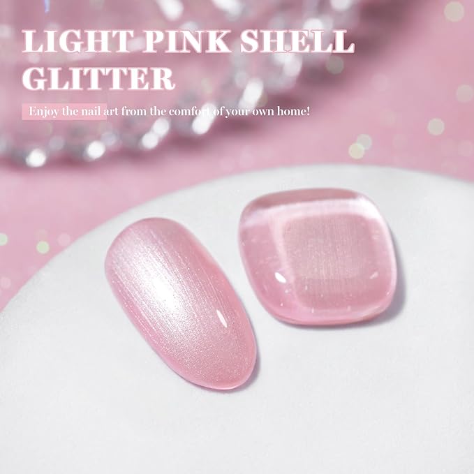 RARJSM Nude Light Pink Glitter Gel Nail Polish Silver Pearlescent Shimmer Finish Gelpolish 15ml Soak Off Nuded Skin Tone Rose Color Home Salon French Manicure Varnish Curing Requires