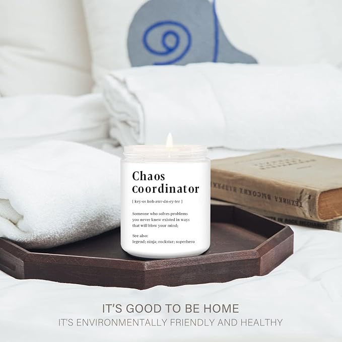 LEIOH Chaos Coordinator Gift Ideas,Christmas Birthday Thank You Gifts for Women,Boss Lady,Coworkers,Manager,Office,Teacher,Nurse,Mom,Her, Lavender Jar Candle