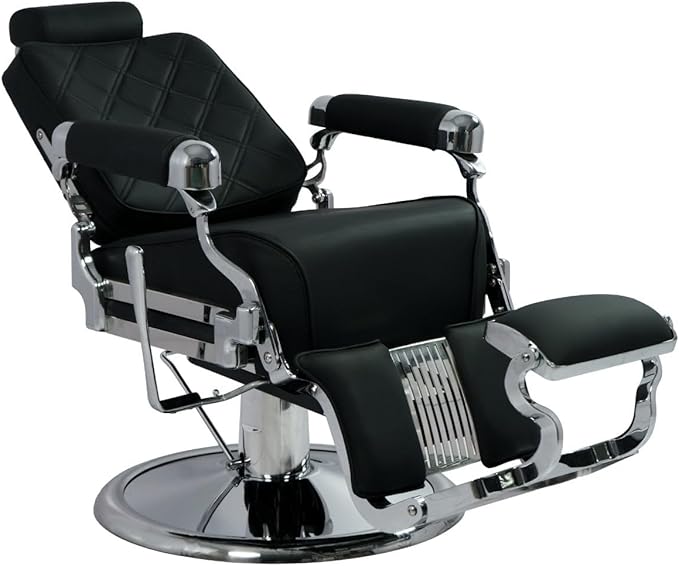 MYS Professional Barber Chair for Salon, Heavy Duty 700lbs Aluminum Hair Stylist Chair, Hydraulic Reclining with 360° Swivel for Tattoo & Beauty,8817 Silver