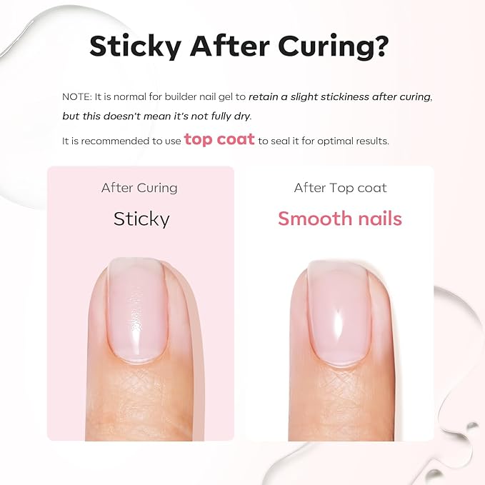 modelones Builder Nail Gel, Clear Builder Nail Polish 7-in-One with Detachable Liner Nail Brush LED Lamp Cured Strengthener Color Rubber Base Coat for Apex Building Extension Thickening 10ml