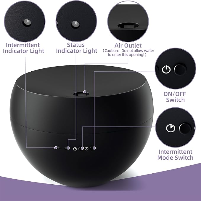 Essential Oil Diffuser,Cool Mist Humidifier with 2 Modes, Auto-Off Function | Small Ultrasonic Aromatherapy Diffuser, Fragrance Aroma Diffuser for Bedroom, Home Essentials, Scent Diffuser 100ml, Black