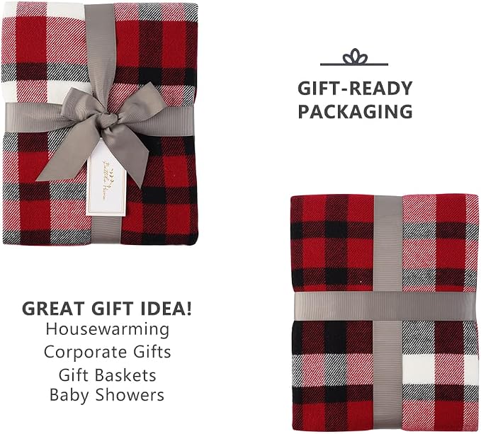 Christmas Red Plaid Throw Blanket for Couch, Red Buffalo Plaid Blanket | Super Soft Woven Throw Blanket with Tassels, Decorative Christmas, Lightweighet,Ideal for Bed Sofa Home Decor