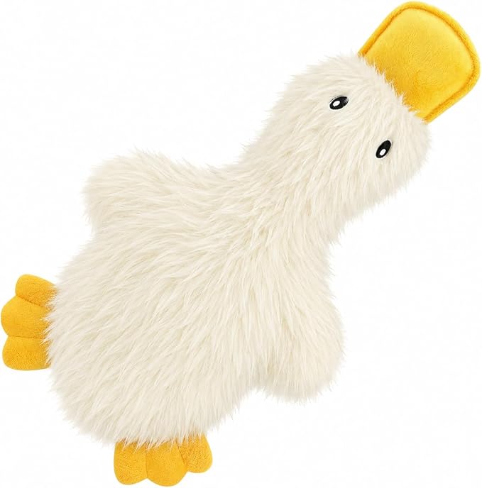 Best Pet Supplies Interactive Squeaky Dog Toy - Crinkle Duck, White | Stuffing Free Body, Soft, Squeaks & Crinkles, No Mess, Perfect for Moderate Chewers, Toss and Fetch Play