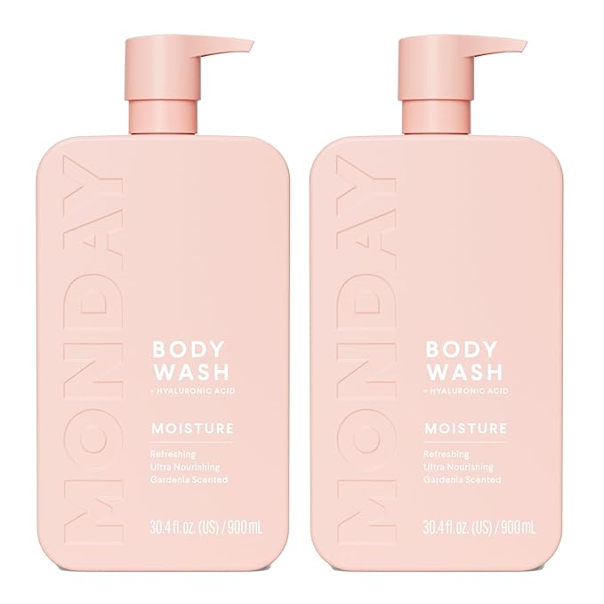 MONDAY HAIRCARE MOISTURE Body Wash with Hyaluronic Acid, Shea Butter, Coconut Oil & Grapefruit Extract for Normal to Dry Skin 900 mL (Dual Pack)