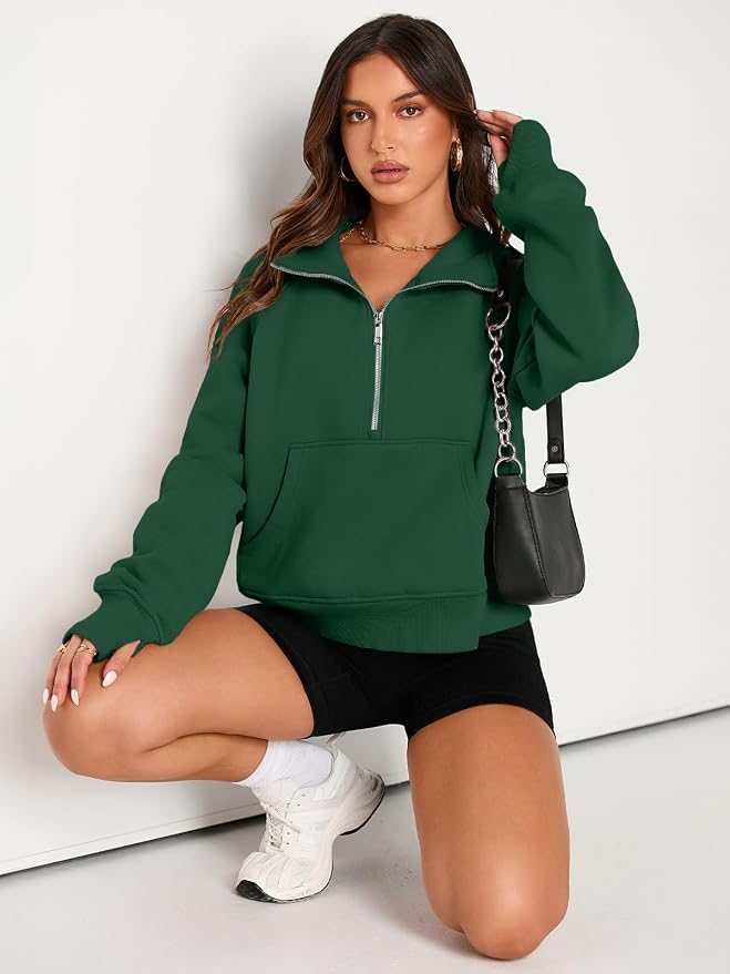 AUTOMET Womens Sweatshirts Half Zip Fleece Pullover Fall Outfits | Fall Fashion Clothes 2026,Cropped Sweatshirts,Cute Y2k Tops,Quarter Zipper Sweater,Winter Loungwear Outfits