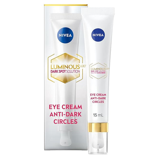 NIVEA LUMINOUS630 Dark Spot Solution Anti-Dark Circles Eye Cream for Visible dark circles and under-eye puffiness | With hyaluronic acid | For all skin types | Dermatologist-tested, 15mL