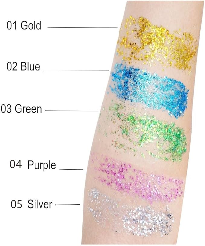 Green Body Glitter Stick, Sparkling Holographic Sequins Neon Outfit Singer Concert Music Party Rave Christmas Accessories Hair and Body Glitter Gel Makeup.