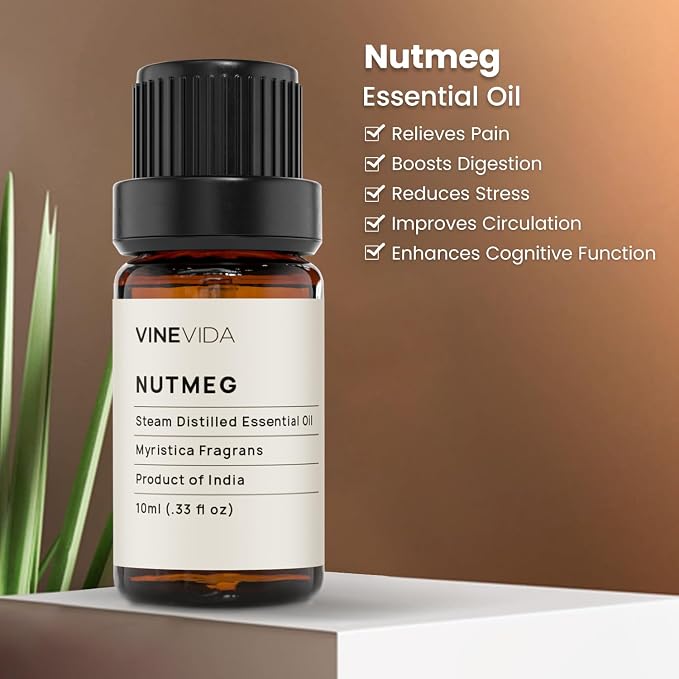 VINEVIDA Nutmeg Essential Oil 10 mL - Undiluted Candle Scent DIY Scents for Candlemaking Soap Making