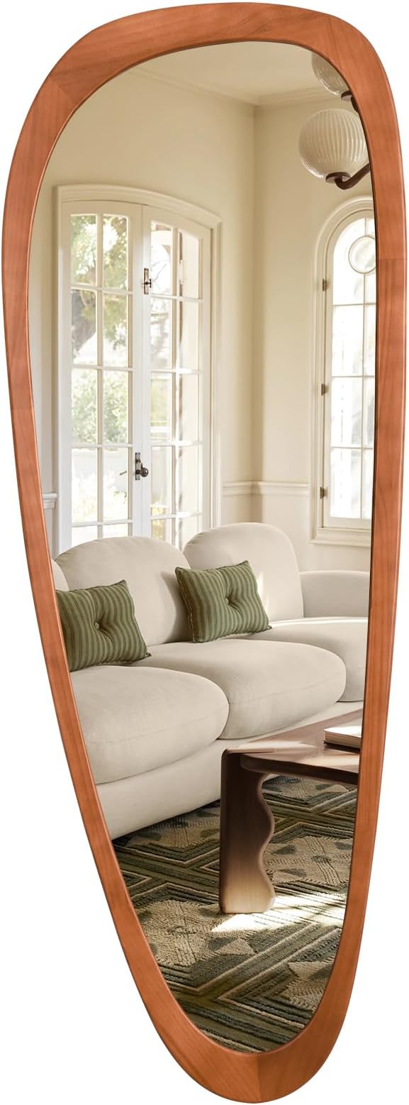 Asymmetrical Mirror, Irregular Mirror Full Length, Boho Wall Mirrors Decorative for Bedroom Living Room Entryway Hall, Mid Century Modern Decor 60" H x 22" W
