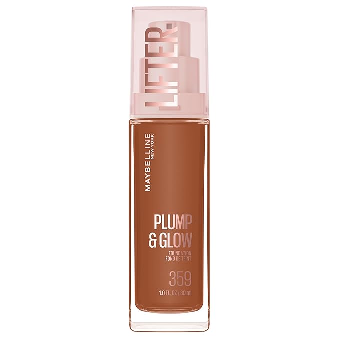 Maybelline Lifter Plump & Glow Foundation, Liquid Foundation with 2% Niacinamide + Hyaluronic Acid, Plumping and Brightening Face Makeup, 359, 1 Count