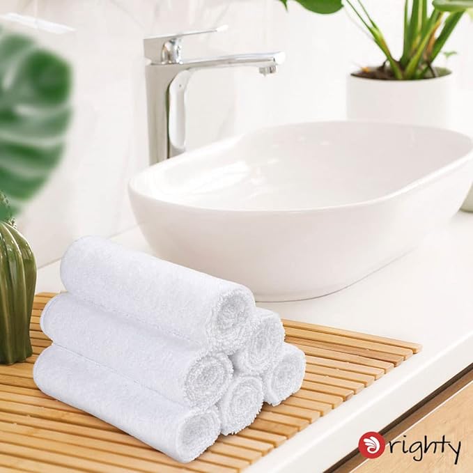 Orighty 6-Pack White Hand Towels - Quick Drying & Absorbent Microfiber Gym Towels 16x28 inches - Lightweight & Thin White Yoga Towel - Multi-Purpose Camping Towel for SPA, Hotel & Bathroom