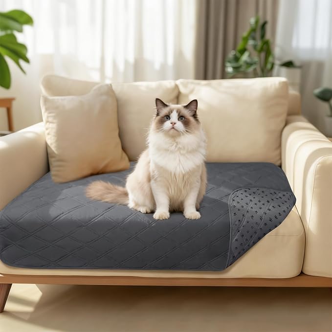 Luciphia Waterproof Couch Cover for Dogs, Non-Slip Pet Sofa Protector | Non-slip waterproof couch cover scratch-resistant machine washable protects sofa bed, Grey, 30" x 53"