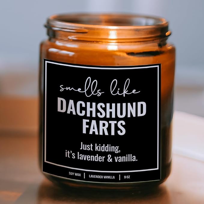 You Nique Designs, Dachshund Candle, 9 Oz, Dachshund Gifts for Women, Weiner Dog Gifts, Daschund, Wiener Dog, Daushaund, Dashound, All Natural Soy Vegan Aromatherapy Candles (Lavender & Vanilla A)