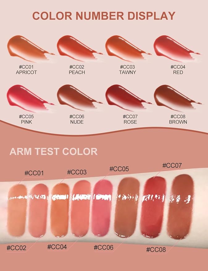 INTO YOU Lip Gloss Coco Liquid Moisturizing Lipstick Long Lasting Lip Stick Lip Stain Makeup Glitter Shine Non-sticky Lipstick for Women (CC08)