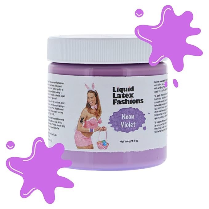 Liquid Latex Fashions- Ammonia Free Neon Violet Makeup Effects Body Costume Creation Paint for Adults and Kids, Ideal for Art and Cosplay, Easy to Peel Off- 4 Oz