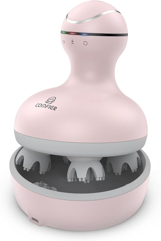 COMFIER Scalp Massager for Hair Growth, Waterproof & Full Body Kneading, 84 Massage Nodes, Handheld Head Scratcher, Cat Massager, Pink
