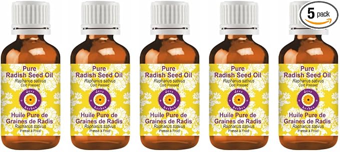 dève herbes Pure Radish Seed Oil (Raphanus sativus) Cold Pressed (Pack of Five) 100ml X 5 (16.9 oz)