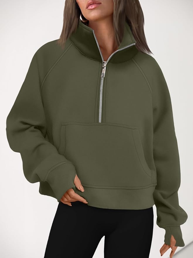 AUTOMET Womens Sweatshirts Half Zip Fleece Pullover Fall Outfits | Fall Fashion Clothes 2026,Cropped Sweatshirts,Cute Y2k Tops,Quarter Zipper Sweater,Winter Loungwear Outfits