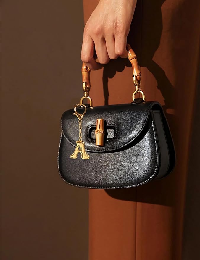 WOWORAMA Initial Letter Keychain for Women Chunky Gold Bubble Letter Bag Charm Purse Charm Personalized Keyrings Accessories